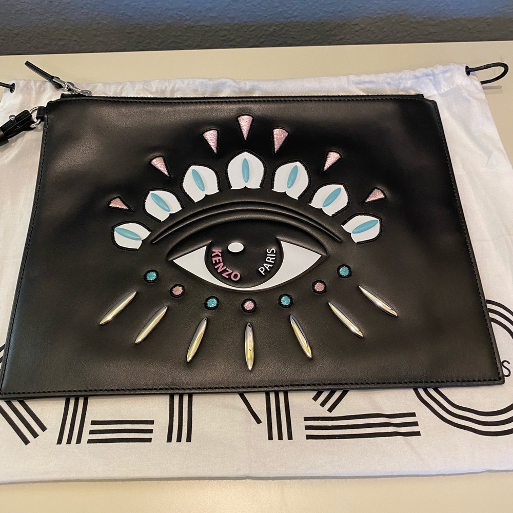 Kenzo embossed evil eye clutch